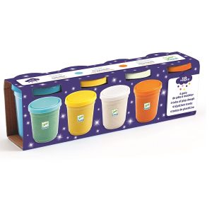 4 pots de pâte à modeler , pailletées – Djeco 2020 09029